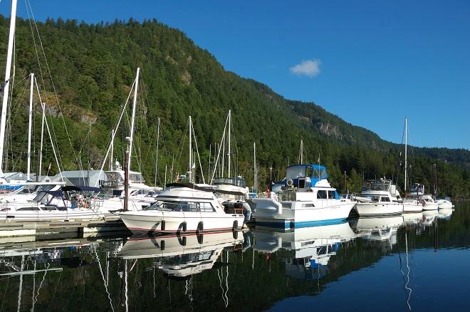 A tranquil morning on the docks, with Mt. Tzuhalem in the background.  © Deane Hislop